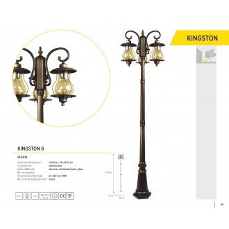 KLAUSEN KL 6231 | Kingston-KLA Klausen álló lámpa 230cm 3x E27 IP44 barna