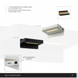 LUCIDE 77280/05/31 | Atkin Lucide falikar lámpa kapcsoló USB csatlakozó 1x LED 350lm 3000K fehér, fa.