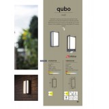 LUTEC 5193002118 | Qubo Lutec fali lámpa négyszögletes mozgásérzékelő, fényérzékelő szenzor - alkonykapcsoló elforgatható alkatrészek 1x LED 800lm 3000K IP54 antracit szürke, opál