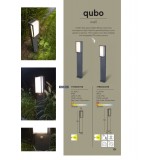LUTEC 7193004118 | Qubo Lutec álló lámpa négyszögletes 75cm mozgásérzékelő, fényérzékelő szenzor - alkonykapcsoló 1x LED 1100lm 3000K IP54 sötétszürke, opál