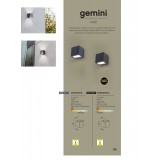 LUTEC 5189125012 | Gemini Lutec fali lámpa négyszögletes 1x LED 850lm 3000K IP54 matt fekete, átlátszó