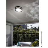 LUTEC 6336201118 | Titan Lutec fali, mennyezeti lámpa kerek 1x E27 IP54 sötétszürke, opál