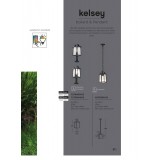 LUTEC 7273604012 | Kelsey Lutec álló lámpa 40cm 1x E27 IP44 matt fekete, átlátszó