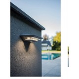 LUTEC 6901401337 | Ghost-Solar Lutec falikar lámpa mozgásérzékelő, kapcsoló napelemes/szolár 1x LED 260lm 4000K IP44 ezüstszürke, átlátszó