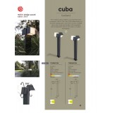 LUTEC 7193801118 | Cuba-LU Lutec álló lámpa négyszögletes 75cm elforgatható alkatrészek 2x LED 900lm 3000K IP54 sötétszürke, opál