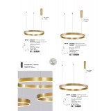 NOVA LUCE 9530207 | Motif Nova Luce függeszték lámpa kerek szabályozható fényerő, állítható színhőmérséklet, távirányítható, rövidíthető vezeték 1x LED 3684lm 2700 <-> 6000K arany, opál