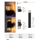 RABALUX 77081 | Loanda Rabalux falikar lámpa 2x E27 IP54 fekete, füst