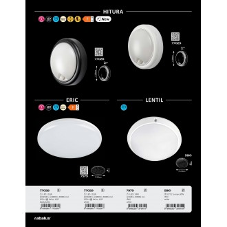 RABALUX 77028 | Hitura Rabalux fali lámpa kerek mozgásérzékelő, fényérzékelő szenzor - alkonykapcsoló 1x LED 1350lm 4000K IP54 fekete, fehér