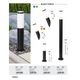 RABALUX 8148 | Black-torch Rabalux álló lámpa kerek 110cm UV álló műanyag 1x E27 IP44 UV matt fekete, fehér