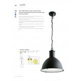REDO 9527 | Work Redo függeszték lámpa 1x E27 IP44 matt fekete, szatén