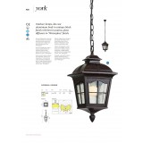 REDO 9649 | York-RD Redo függeszték lámpa 1x E27 IP44 antikolt fekete, átlátszó