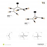 TK LIGHTING 2432 | Fantasy Tk Lighting mennyezeti lámpa 6x E27 fekete