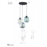 TK LIGHTING 3184 | Elio Tk Lighting függeszték lámpa rövidíthető vezeték 3x E27 füst, fekete