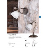 TRIO 200700128 | Traditio Trio falikar lámpa 1x E14 antik rozsda, alabástrom, átlátszó