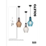 VIOKEF 4169301 | Soleto Viokef függeszték lámpa 1x E27 kék, áttetsző, fekete